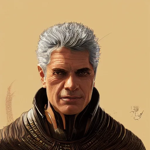 Image similar to yair lapid as dune character, portrait, intricate, elegant, highly detailed, digital painting, artstation, concept art, wallpaper, smooth, sharp focus, illustration, art by h. r. giger and artgerm and greg rutkowski and alphonse mucha