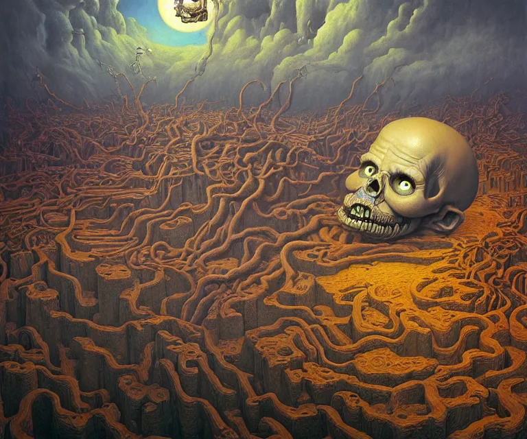 Image similar to hyper detailed 3d render like a Oil painting - god of death hades floating over his hellish landscape, by Jacek Yerka, Mariusz Lewandowski, Houdini algorithmic generative render, Abstract brush strokes, Masterpiece, Edward Hopper and James Gilleard, Zdzislaw Beksinski, Mark Ryden, Wolfgang Lettl, hints of Yayoi Kasuma, octane render, 8k