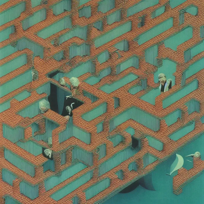 Prompt: lp cover of a 7 0's progressive rock album by mc escher, james jean, moebius, 8 k