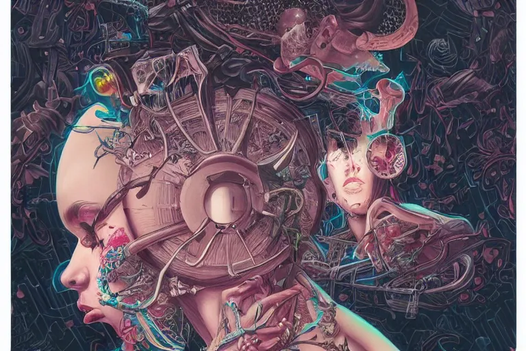 Prompt: a dark gothic brain bdsm, tristan eaton, victo ngai, artgerm, rhads, ross draws