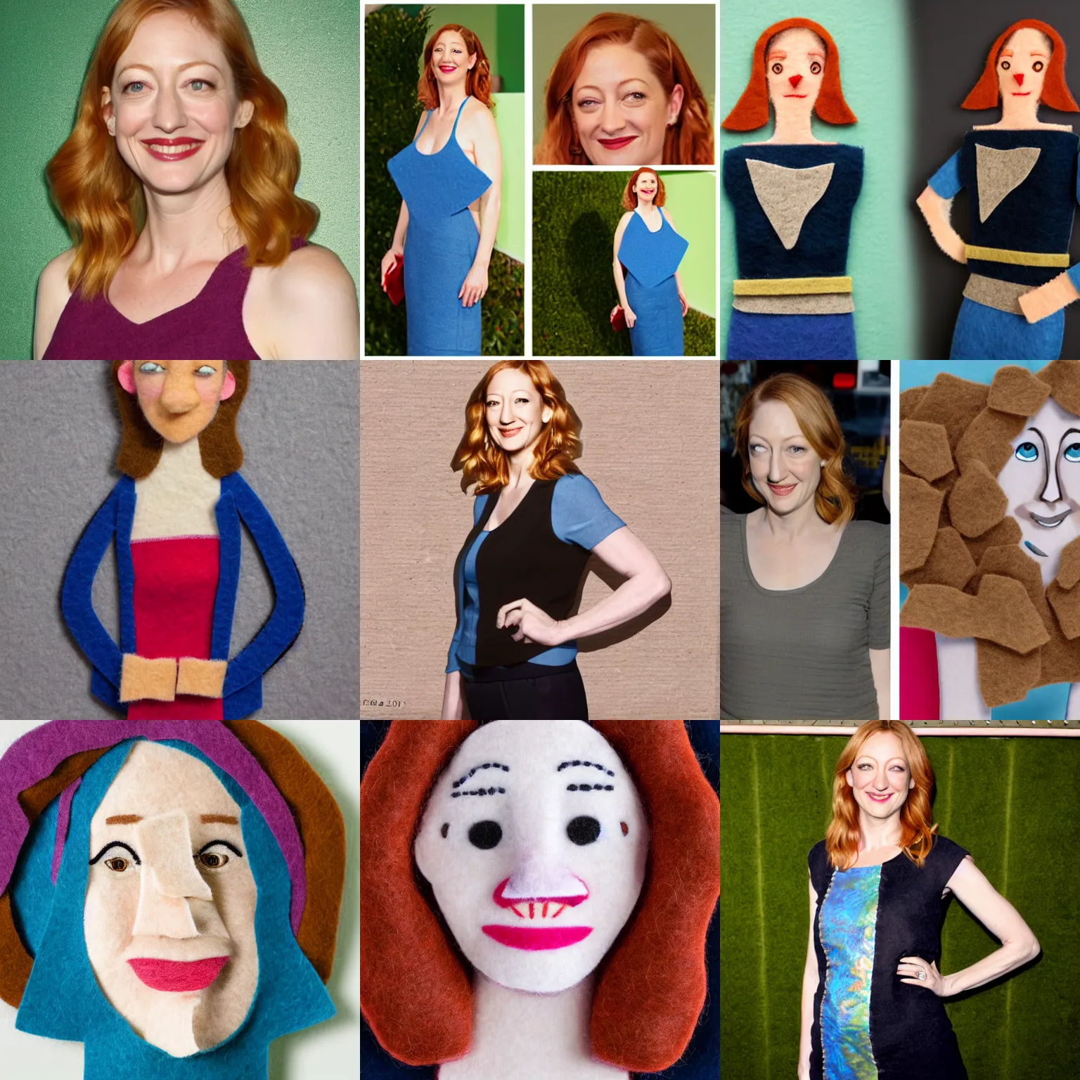 Prompt: judy greer made out of felt