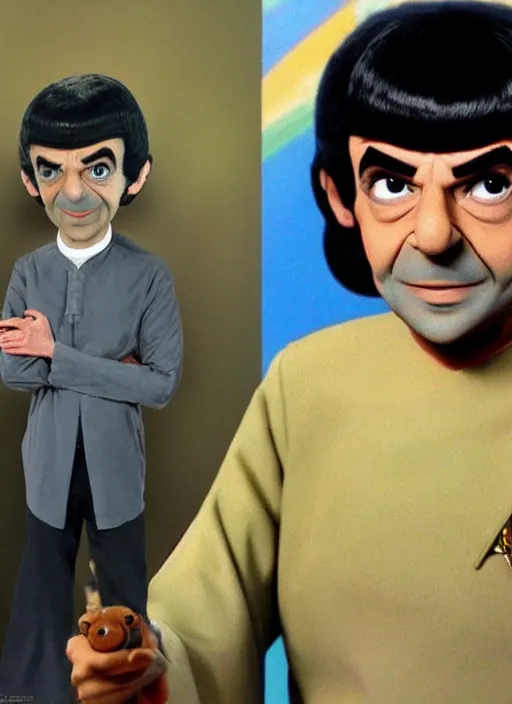 Image similar to Mr bean as spock, detailed, realistic, in the style of Bob ross,