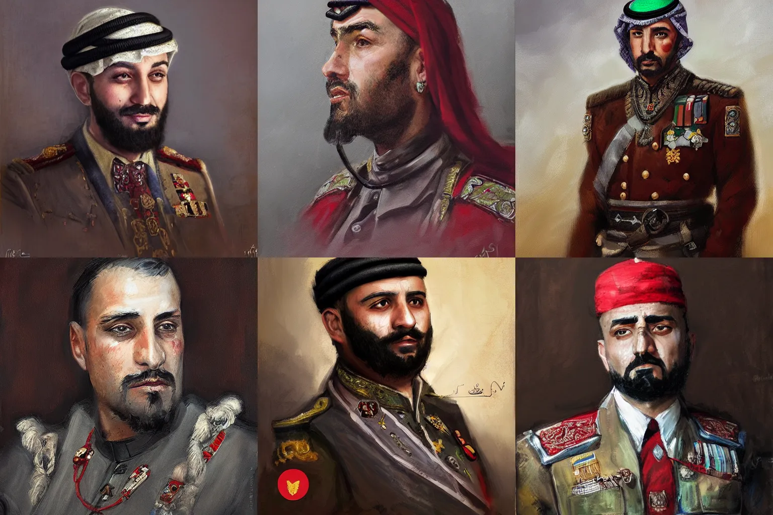 Prompt: face portrait of an arab sultan, jakub rozalski, dieselpunk, hearts of iron portrait, artstudio