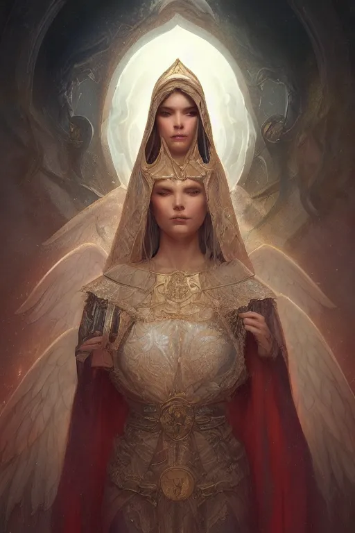 Image similar to A beautiful digital painting of a female Seraphim, princess, intricate, cinematic lighting, highly detailed, digital painting, Artstation, concept art, smooth, sharp focus, illustration, art by Tom Bagshaw, Artgerm and Greg Rutkowski