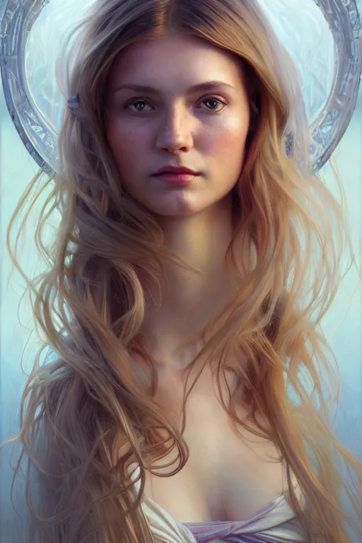 Prompt: clear portrait of a scandinavian attractive women, cottagecore!!, background hyper detailed, character concept, full body, dynamic pose, glowing lights!! intricate, elegant, highly detailed, digital painting, artstation, concept art, smooth, sharp focus, illustration, art by artgerm and greg rutkowski and alphonse mucha