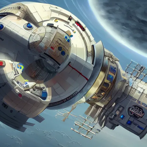 Prompt: Very detailed masterpiece painting of a space station in planet orbit, artstation, concept art by Greg Rutkowsk