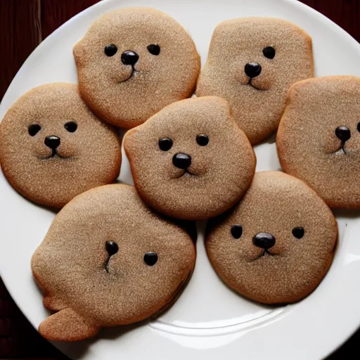 Image similar to cookies shaped like otters, photograph, cookies, otters