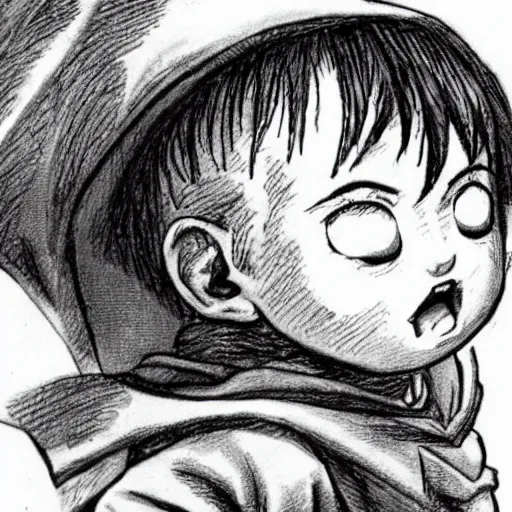 Prompt: a baby drawn by kentaro miura