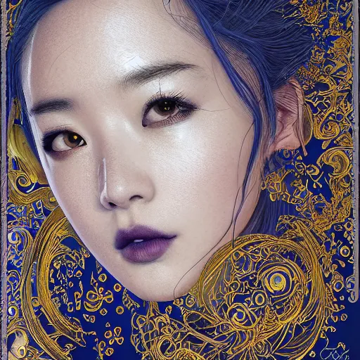 Prompt: the portrait of a blueberry that resembles an absurdly beautiful, graceful, elegant irene bae girl, gold filigree, an ultrafine hyperdetailed illustration by kim jung gi, irakli nadar, intricate linework, bright colors, octopath traveler, final fantasy, unreal engine 5 highly rendered, global illumination, radiant light, detailed and intricate environment