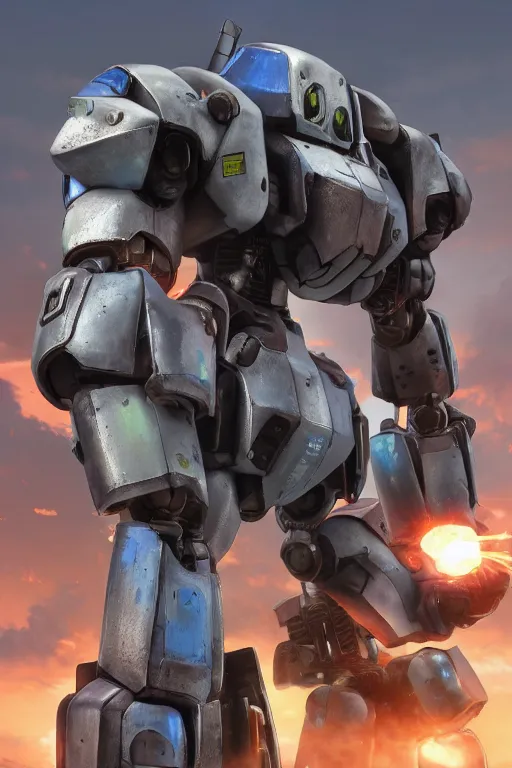 Image similar to mechwarrior 5 : mercenaries mech megaman transformer robot boss tank engine game octane render, 4 k, hd 2 0 2 2 3 d cgi rtx hdr style chrome reflexion glow fanart, global illumination ray tracing hdr fanart arstation by ian pesty by jesper ejsing pixar and disney unreal zbrush central hardmesh