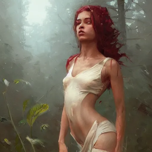 Image similar to oil painting 💃🌿🌹, by greg rutkowski, artstation