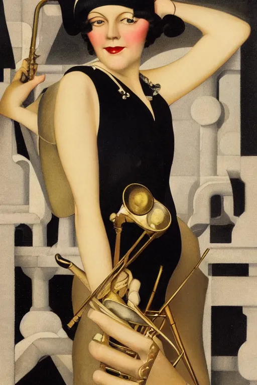 Image similar to a oil painting depicting a Jazz Age high society figure, 1920s style, smooth, highly detailed, high contrast, Coles Phillips, Dean Cornwell, JC Leyendecker, 8K