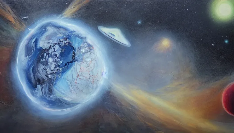 Image similar to Simulated planet as it is being deleted, detailed oil painting, hyperrealistic, intense emotion