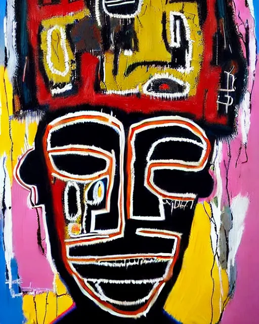 Image similar to A extremely ultra highly detailed majestic hi-res beautiful immaculate head and shoulders award winning painting stunning masterpiece of the face of a ultra highly detailed black African voodoo mask portrait by Jean-Michel Basquiat, 8k, high textures, ultra hyper sharp, insanely detailed and intricate, super detailed, 8k HDR ultra high quality, high detail, hyperrealist, photorealistic, octane render, cinematic, high textures, hyper sharp, 4k insanely detailed and intricate, surrealism, surrealist, real life, lifelike, 8k, hyper realistic, super detailed, realistic, 4k HDR hyper realistic high