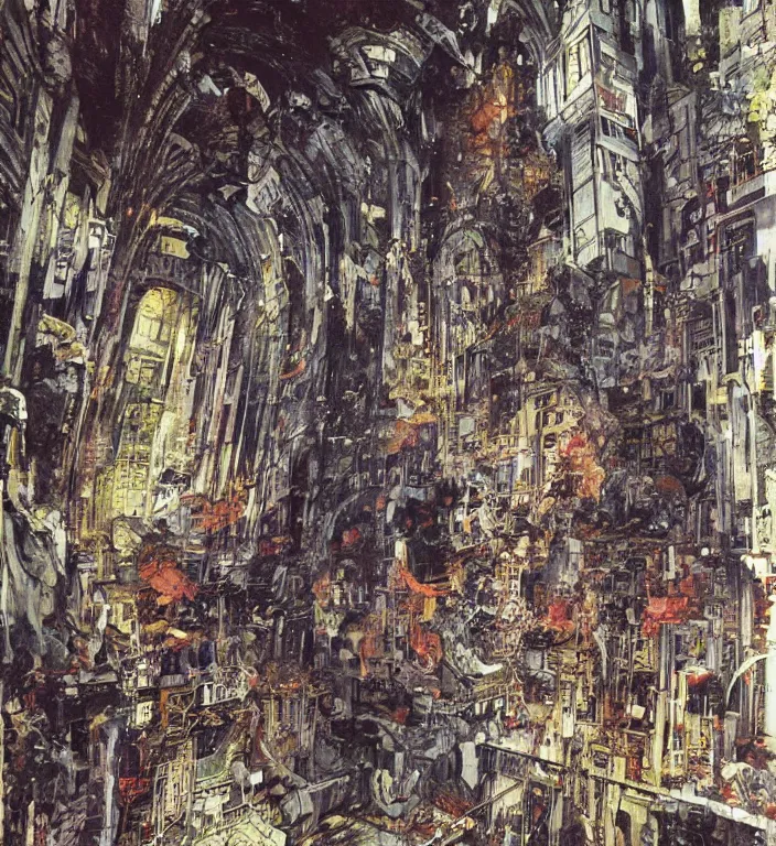 Image similar to underground cathedral, oil painting by katsuhiro otomo