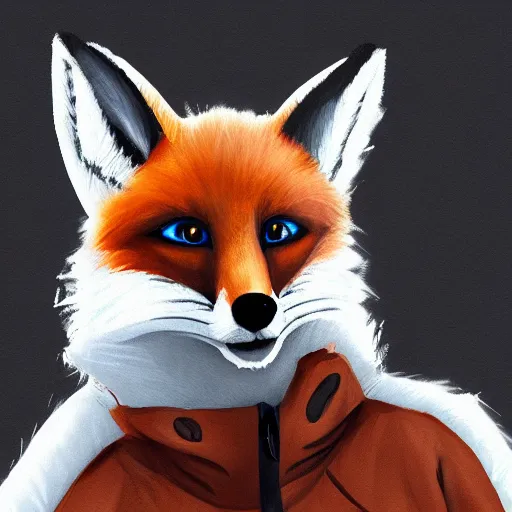 Prompt: fox wearing a parka, furry art artstation