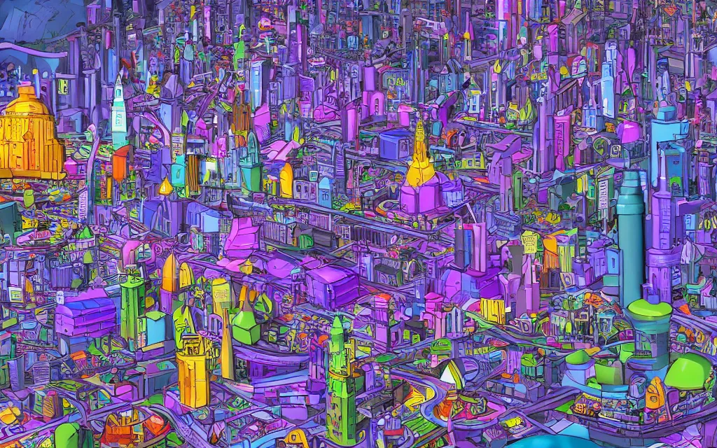 Image similar to plastic toy city potemkin fantastical cityscape, award winning digital art, ultraviolet color palette