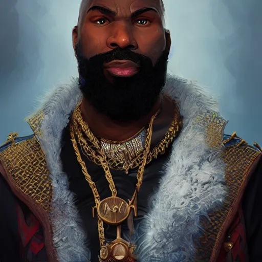 Prompt: a portrait of mr. t as a wizard, upper half portrait, urban motifs, intricate, elegant, highly detailed, digital painting, trending on artstation, concept art, smooth sharp focus, illustration, art by artgerm and greg rutkowski