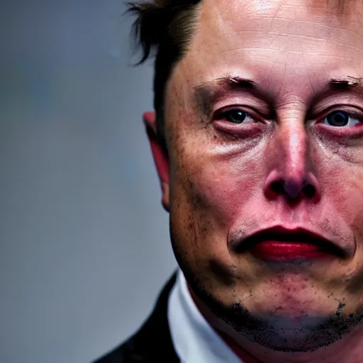 Image similar to professional photo of crying elon musk, stunning, 4 k