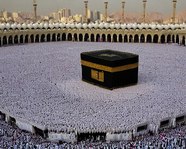 Prompt: 10,100 adoring lovers surrounding the kaaba in mecca