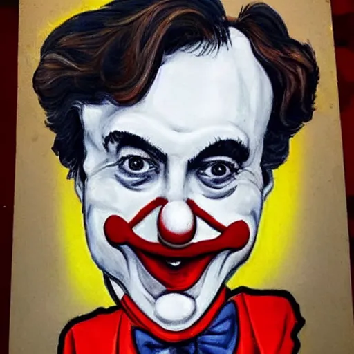 Prompt: tucker carlson, clown portrait