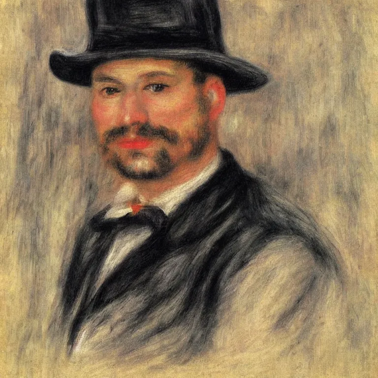 Prompt: A realistic portrait of Freddie Kruger, painted by Pierre-Auguste Renoir