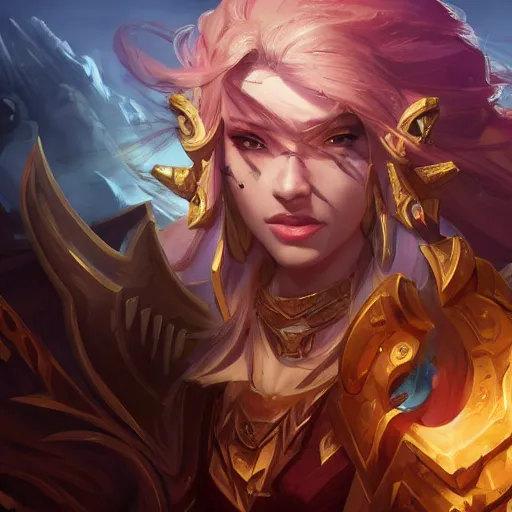 Image similar to portrait of babylon high priest, league of legends amazing splashscreen artwork, legends of runeterra, splash art, natural light, elegant, photorealistic facial features, intricate, fantasy, detailed face, atmospheric lighting, anamorphic lens flare, cinematic lighting, league of legends splash art, hd wallpaper, ultra high details by greg rutkowski