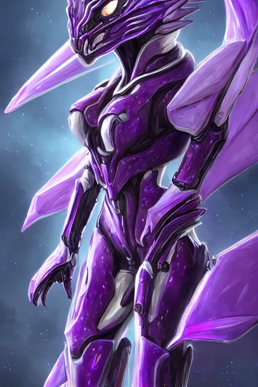 Prompt: galactic hyperdetailed elegant beautiful stunning exquisite giantess anthropomorphic sexy hot mecha female dragon goddess, purple spines, sharp metal ears, sleek eyes, smooth purple skin, purple armor, bigger than galaxy, epic proportions, epic scale, epic size, warframe fanart, furry, dragon art, goddess, giantess, furaffinity, octane