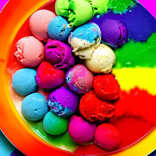 Prompt: !dream rainbow ice cream hd food photography