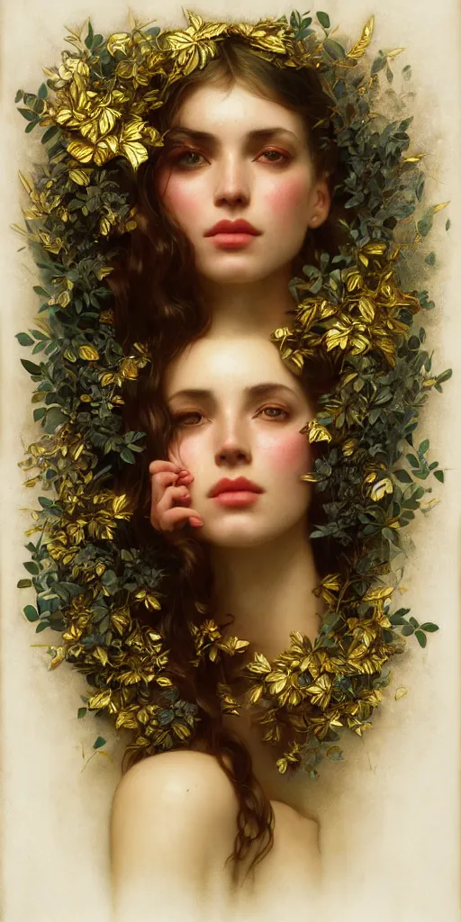 Image similar to hyper realistic photographer looking through a vintage medium format camera, design on white background, beautiful details, lush foliage cyberpunk, gold, drawn by john singer sargent, tom bagshaw, norman rockwell, alphonso mucha, lolish, trending on artstation