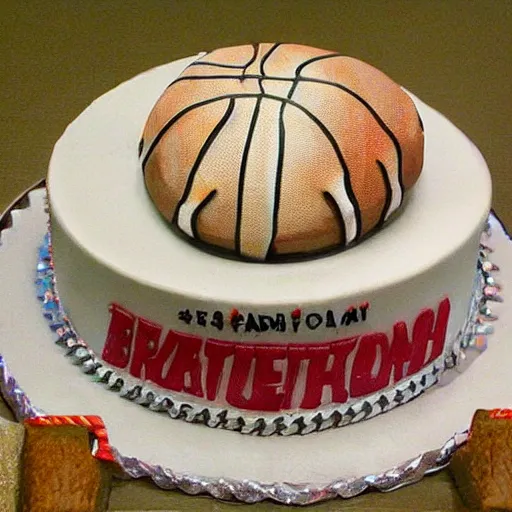 Image similar to basketball cake, photorealistic, close up