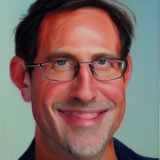 Prompt: rob schrab, oil painting