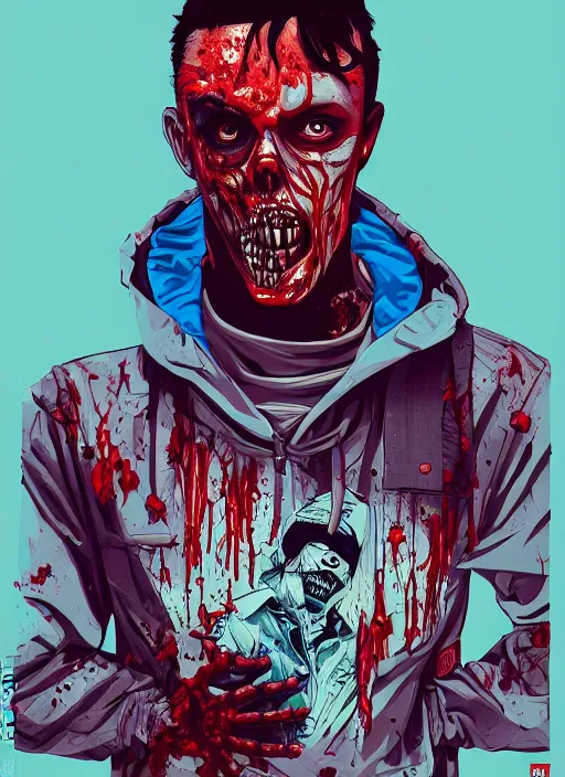 Image similar to zombie full body male modeling hiphop streetwear drip, tristan eaton, victo ngai, artgerm, rhads, ross draws