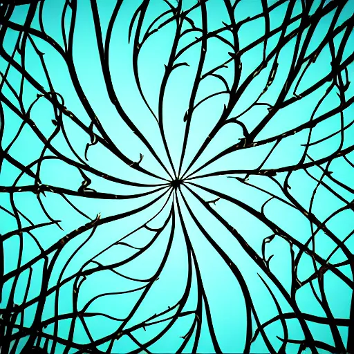 Image similar to simple tree fractal, cyan and black