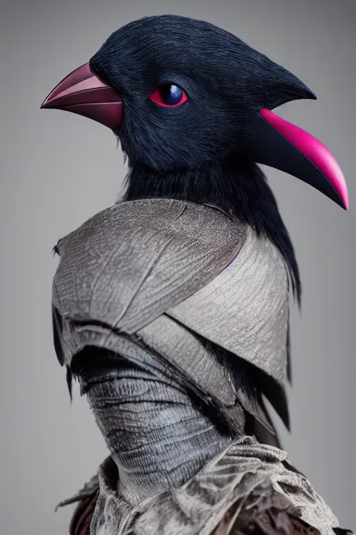 Image similar to a female DND kenku, high resolution film still, 8k, HDR colors, cosplay, studio lighting