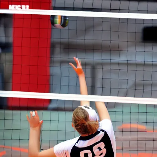 Prompt: a hamster playing voleyball