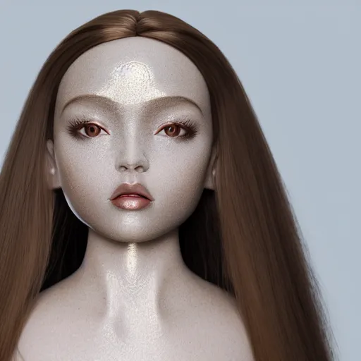 Prompt: beautiful ball jointed doll face head, long shiny hair, intricate detailed, sharp focus, octane render, high quality, Symmetrical composition, 8k, volumetric lighting, on black background