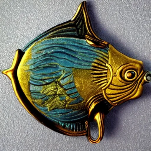 Image similar to esteemed ancient fish golden, anime style