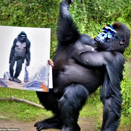 Image similar to a gorilla showing off his latest art masterpiece, today's featured nature photograph 1 6 k