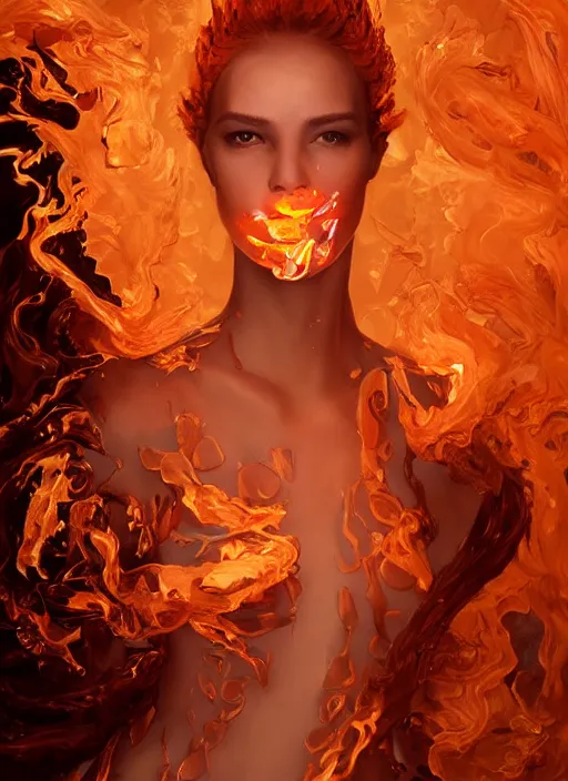 Image similar to sculpture made of flame, portrait, female, future, torch, fire, harper's bazaar, vogue, fashion magazine, intricate, concept art, close up, ornate, luxury, elite, elegant, trending on artstation, by ruan jia, by Kenneth Willardt, by ross tran, by WLOP, by Andrei Riabovitchev,