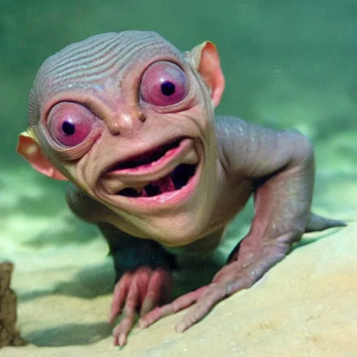 Image similar to gollum - faced fish