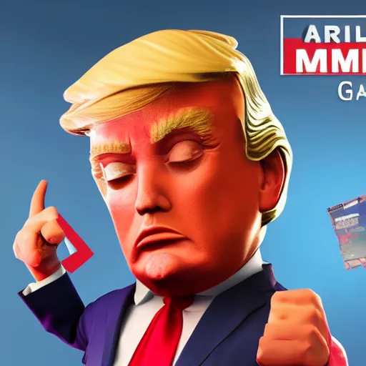 Prompt: Donald Trump getting absolutely destroyed as a Fornite Character, game art, digital art, PC-gaming, 8k, trending,