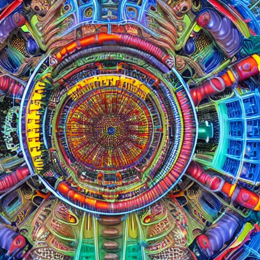 Prompt: realistic detailed image of the inside of a living biomechanical valve body, very intricate colorful masterpiece, hd photo