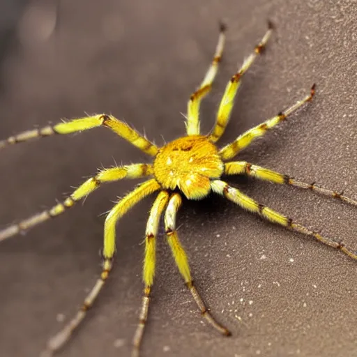 Prompt: a spider with black legs and a yellow body