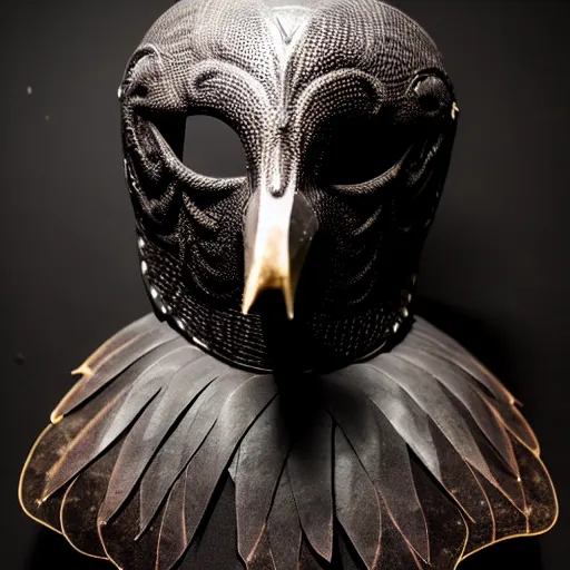 Image similar to mask of raven - god, studio photo