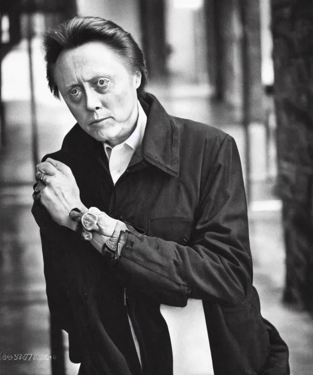 Image similar to photograph of christopher walken, by bernd & hilla becher, intense, bold, exaggerated, ultra sharp, extra details, ultra high quality, trending on pinteresst