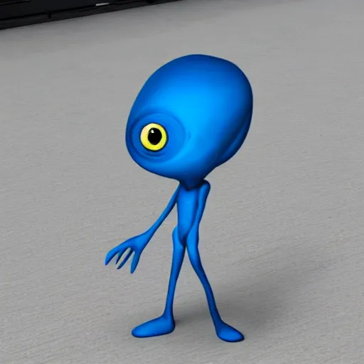 Prompt: tall blue alien is caught on security camera 8 k hdr hi res realistic super detailed pic