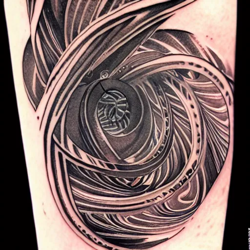 Image similar to lorenz attractor tattoo, highly detailed, complicated