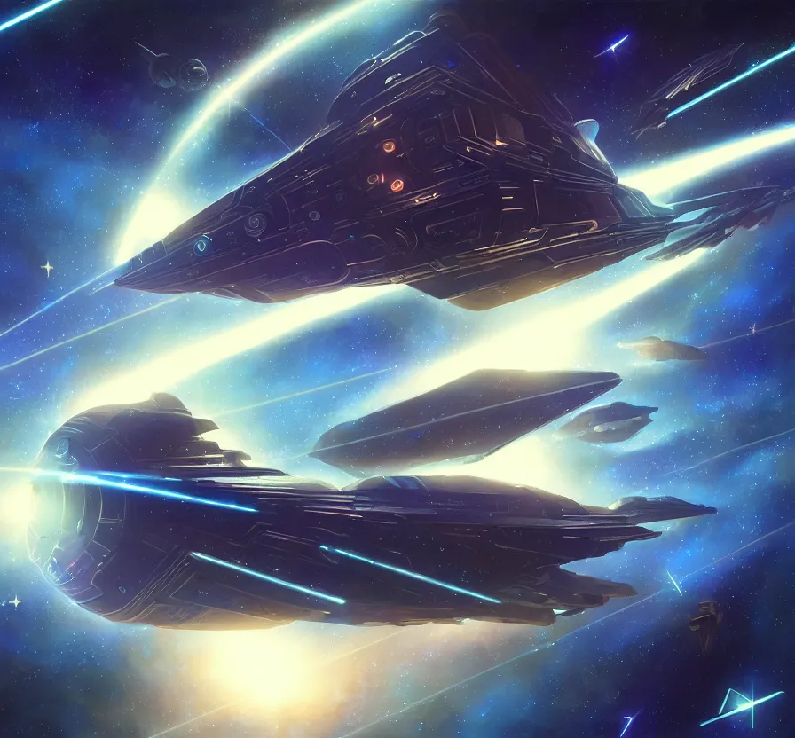 Prompt: realistic geometric spaceship with canons and energy lazers, sci - fi, technologi, constellation geometry space mandal background, breathtaking stars, elegant, highly detailed, digital painting, artstation, concept art, smooth, sharp focus, spiritual art, art by artgerm and greg rutkowski and alphonse mucha, psychedelic, illustration, painting oil,