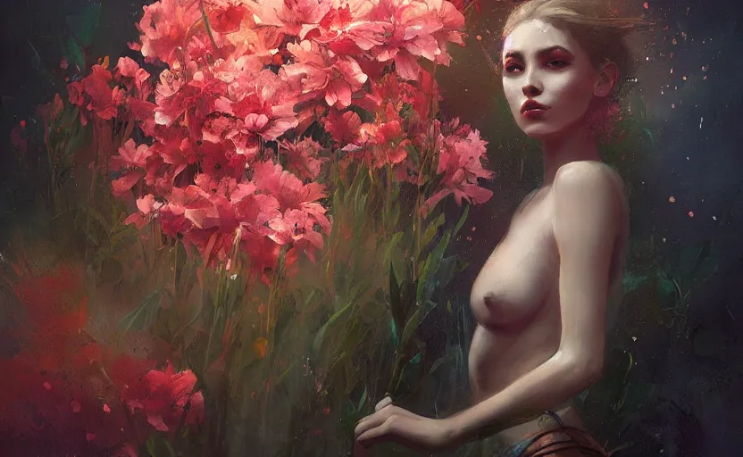 Image similar to a painting of a sensual flower trending on artstation in the style of greg rutkowski